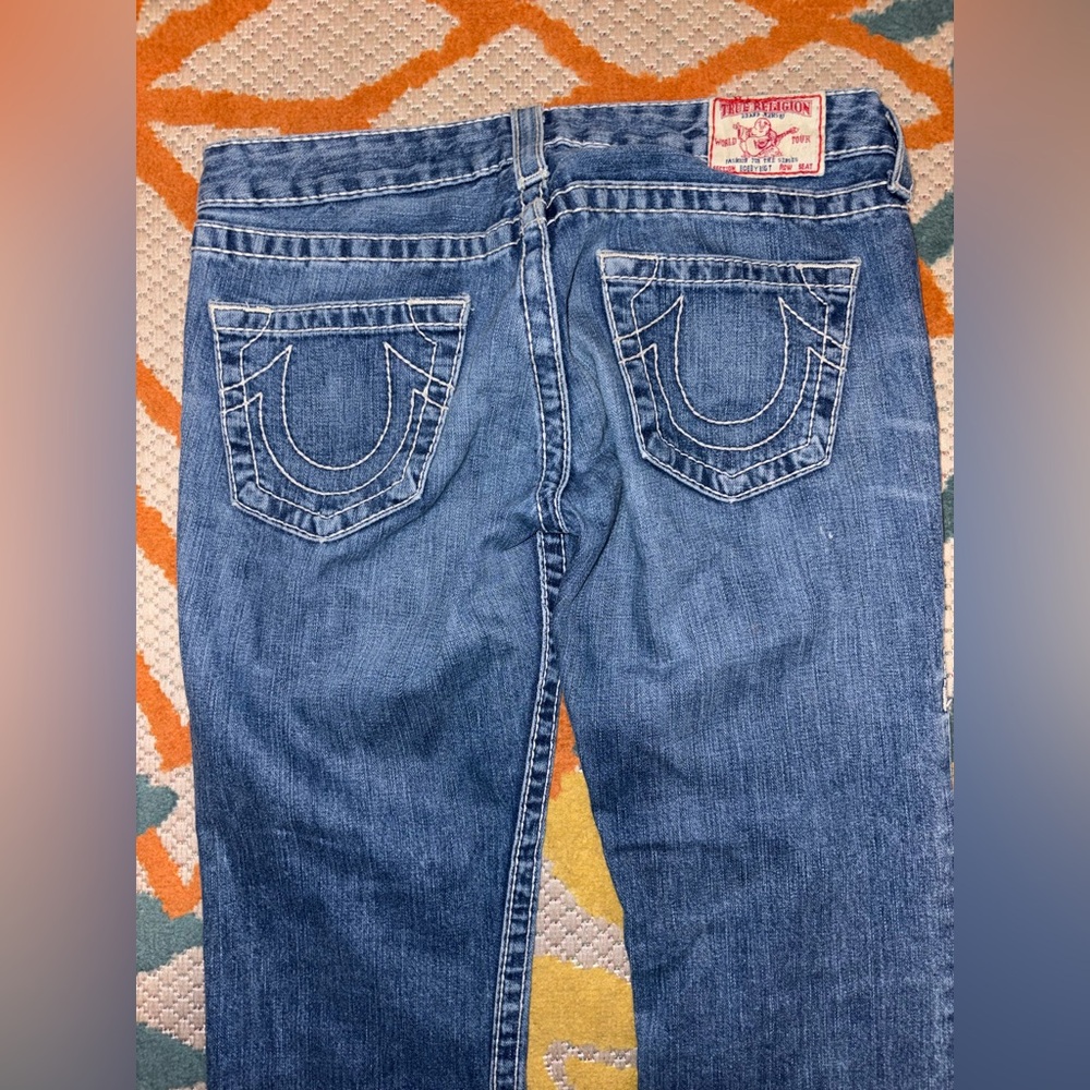 True Religion Jeans Size 29 Made in USA Classic Flare Distressed Hem - Picture 9 of 12